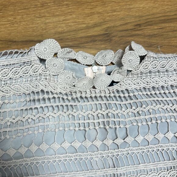 Design Lab Lord & Taylor Lace Crop Top Mauve Tan Women’s Sz L - Picture 2 of 12